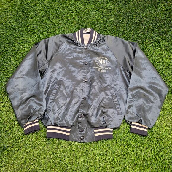 Vintage 70s Funny Naughty Bomber Jacket Small 20x24 Blue - Picture 1 of 13